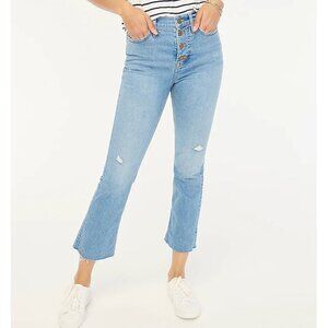NWT J. Crew Factory High-Rise Flare Crop Button Fly Jeans Womens 28P Stretch